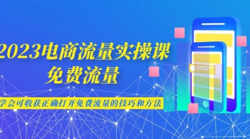 【副业项目7083期】2023电商流量实操课-免费流量，学会可收获正确打开免费流量的技巧和方法-蓝图副业