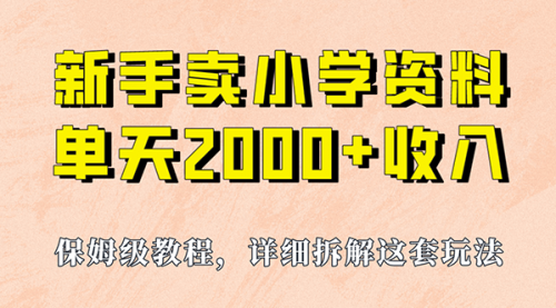 【副业项目7100期】卖小学资料，实现单天2000+，实操项目，保姆级教程+资料+工具-蓝图副业