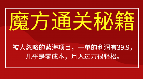 【副业项目7126期】被人忽略的蓝海项目，魔方通关秘籍一单利润有39.9-蓝图副业