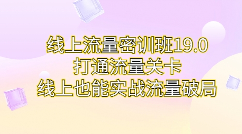 【副业项目7131期】线上流量密训班19.0，打通流量关卡，线上也能实战流量破局-蓝图副业