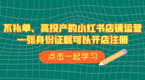 【副业项目7138期】不补单、高投产的小红书店铺运营，一个人也玩的起-蓝图副业