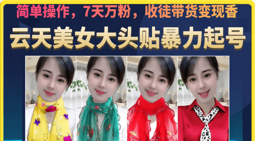 【副业项目7149期】美女大头贴暴力起号教学，简单操作，7天万粉-蓝图副业