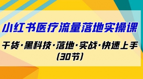 【副业项目7162期】小红书·医疗流量落地实操课，干货·黑科技·落地-蓝图副业