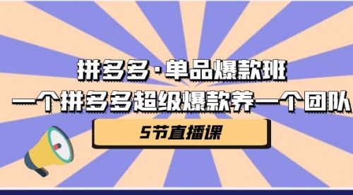 【副业项目第7171期】拼多多·单品爆款班，一个拼多多超级爆款养一个团队-蓝图副业