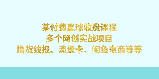 【副业项目7334期】某付费星球课程：多个网创实战项目，撸货线报、流量卡、闲鱼电商等等-蓝图副业