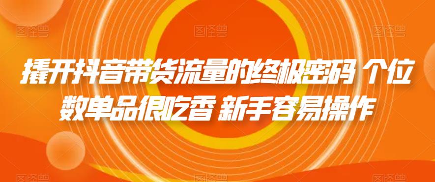 【副业项目7365期】撬开抖音带货流量的终极密码 个位数单品很吃香 新手容易操作-蓝图副业