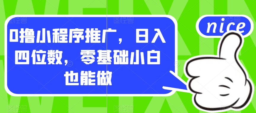 【副业项目7377期】0撸小程序推广，日入四位数，零基础小白也能做【揭秘】-蓝图副业