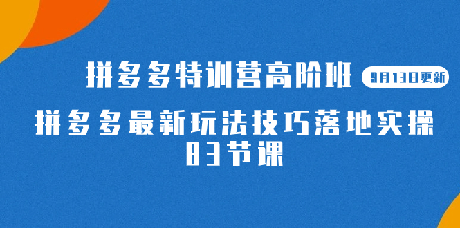 【副业项目7470期】2023拼多多·特训营高阶班【9月13日更新】拼多多最新玩法技巧落地实操-83节-蓝图副业
