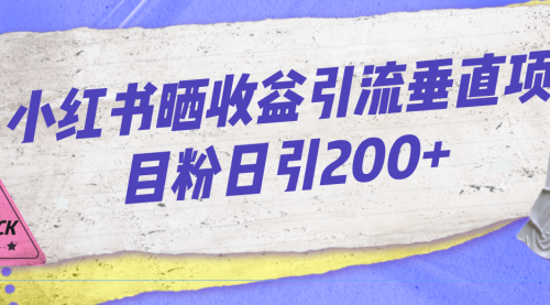 【副业项目7194期】小红书晒收益图引流垂直项目粉日引200+-蓝图副业