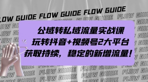 【副业项目7222期】公域转私域流量实战课，玩转抖音+视频号2大平台，获取持续，稳定的新增流量-蓝图副业
