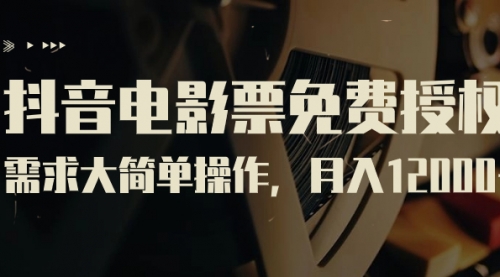 【副业项目7263期】抖音电影票免费授权，需求大简单操作，月入12000+（教程+素材打包）-蓝图副业