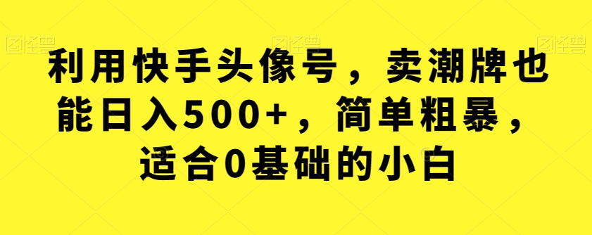 【副业项目7527期】利用快手头像号，卖潮牌也能日入500+，简单粗暴，适合0基础的小白【揭秘】-蓝图副业