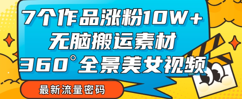 【副业项目7945期】7个作品涨粉10W+，无脑搬运素材，全景美女视频爆款玩法分享【揭秘】-蓝图副业