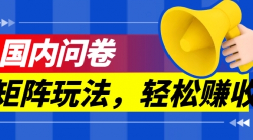【副业项目7605期】保姆级教程，国内问卷矩阵玩法，轻松赚收益-蓝图副业