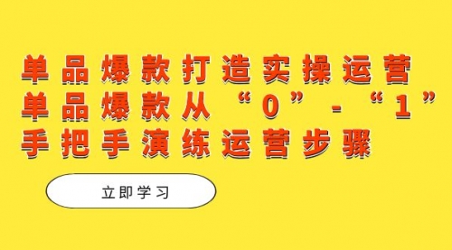 【副业项目7711期】单品爆款打造实操运营，单品爆款从“0”-“1”手把手演练运营步骤-蓝图副业