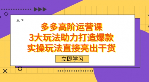 【副业项目7758期】拼多多高阶·运营课，3大玩法助力打造爆款，实操玩法直接亮出干货-蓝图副业