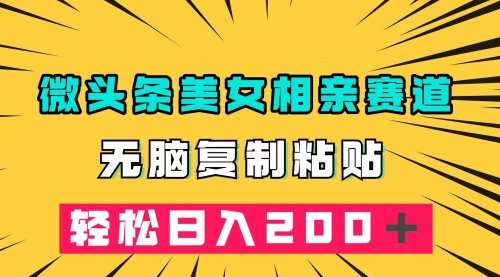 【副业项目7873期】微头条冷门美女相亲赛道，无脑复制粘贴，轻松日入200-蓝图副业