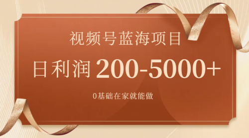 【副业项目7898期】视频号蓝海项目，0基础在家也能做，日入200-5000+【附266G资料】-蓝图副业