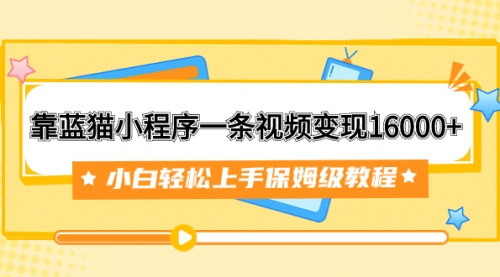 【副业项目7909期】靠蓝猫小程序一条视频变现16000+小白轻松上手保姆级教程（附166G资料素材）-蓝图副业