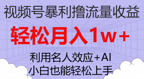 【副业项目7966期】视频号暴利撸流量收益，小白也能轻松上手，轻松月入1w+-蓝图副业