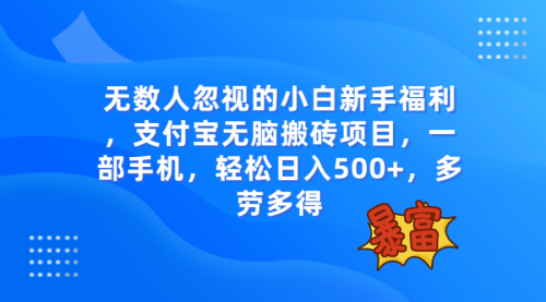【副业项目8111期】无数人忽视的项目，支付宝无脑搬砖项目，一部手机即可操作，轻松日入500+-蓝图副业