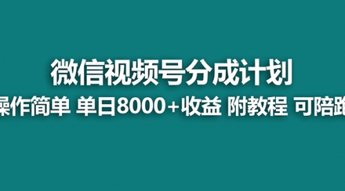 【副业项目8166期】视频号分成计划，单天收益8000+，附玩法教程！可陪跑-蓝图副业