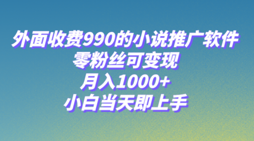 【副业项目8256期】小说推广软件，零粉丝可变现，月入1000+，小白当天即上手【附189G素材】-蓝图副业