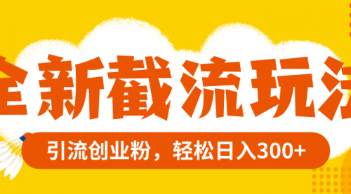 【副业项目8262期】全新截流玩法，精准引流创业粉，轻松日入300+-蓝图副业