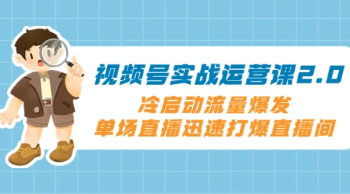 【副业项目8293期】视频号实战运营课2.0，冷启动流量爆发，单场直播迅速打爆直播间-蓝图副业