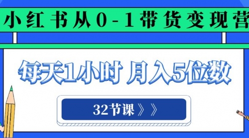 【副业项目8315期】小红书 0-1带货变现营，每天1小时，轻松月入5位数（32节课）-蓝图副业