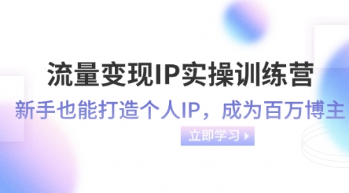 【副业项目8349期】流量变现-IP实操训练营：新手也能打造个人IP，成为百万博主-蓝图副业