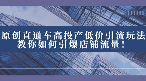 【副业项目8402期】2023直通车高投产低价引流玩法，教你如何引爆店铺流量！-蓝图副业