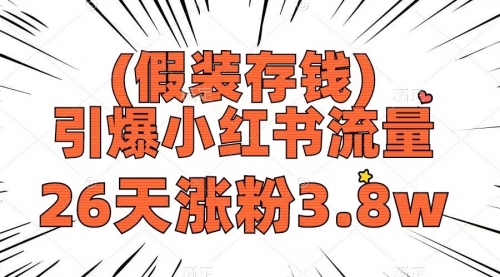 【副业项目8407期】假装存钱，引爆小红书流量， 26天涨粉3.8w-蓝图副业