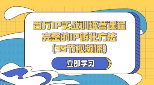 【副业项目8430期】百万IP实战训练营课程，完整的IP孵化方法（35节视频课）-蓝图副业