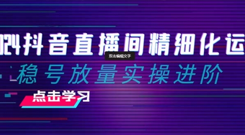 【副业项目8447期】2024抖音直播间精细化运营：稳号放量实操进阶-蓝图副业