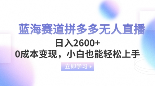 【副业项目8495期】蓝海赛道拼多多无人直播，日入2600+，0成本变现，小白也能轻松上手-蓝图副业