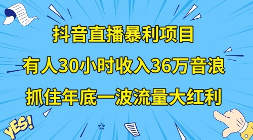 【副业项目8538期】抖音直播暴利项目，有人30小时收入36万音浪-蓝图副业