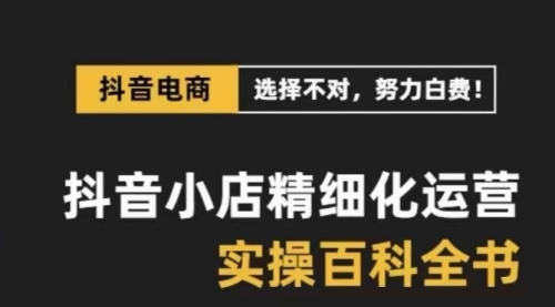 【副业项目8545期】抖音小店 精细化运营-百科全书，保姆级运营实战讲解-蓝图副业