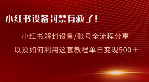 【副业项目8590期】小红书设备及账号解封全流程分享，亲测有效-蓝图副业