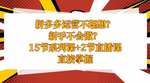 【副业项目8633期】拼多多运营不理想？新手不会做？15节系列课+2节直播课-蓝图副业