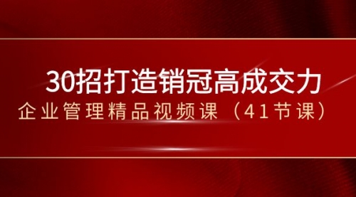 【副业项目8634期】30招-打造销冠高成交力-企业管理精品视频课-蓝图副业