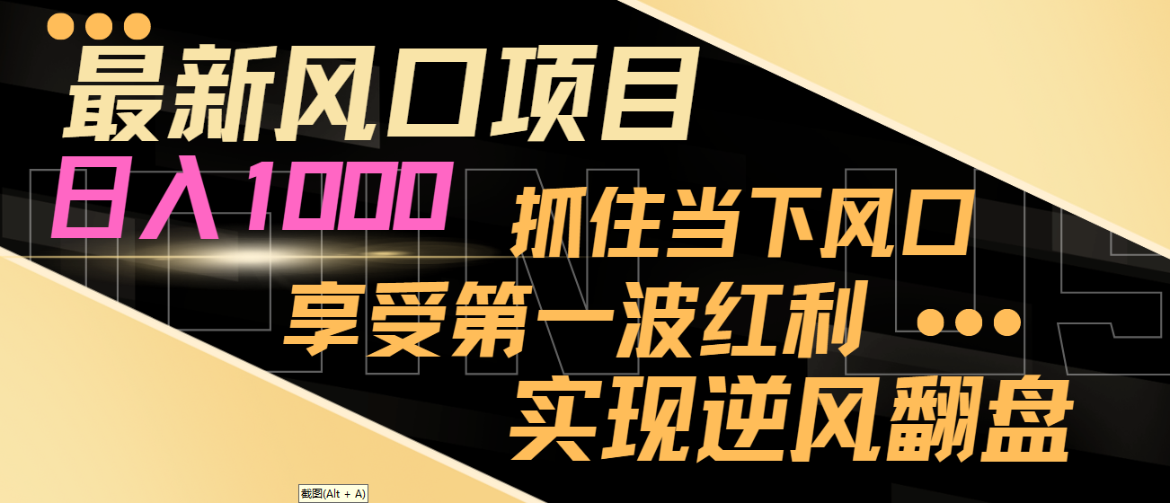 【副业8650期】最新风口项目，日入过千，抓住当下风口，享受第一波红利，实现逆风翻盘-蓝图副业