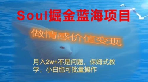 【副业8669期】Soul掘金蓝海项目细分赛道，做情感价值变现，月入2w+不是问题-蓝图副业