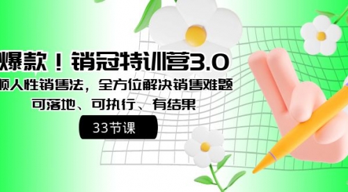 【副业8705期】销冠特训营3.0之顺人性销售法，全方位解决销售难题、可落地-蓝图副业