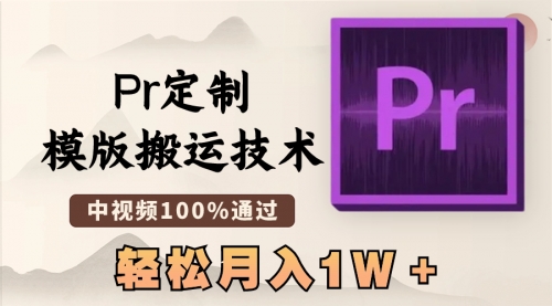 【副业8726期】最新Pr定制模版搬运技术，中视频100%通过-蓝图副业