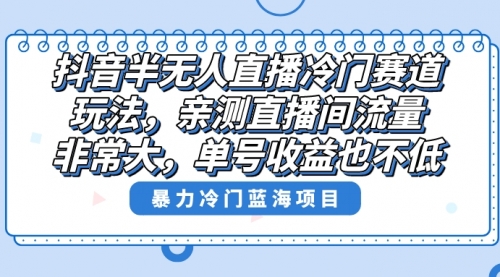 【副业8732期】抖音半无人直播冷门赛道玩法，直播间流量非常大，单号收益也不低！-蓝图副业