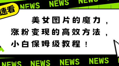 【副业8733期】美女图片的魔力，涨粉变现的高效方法，小白保姆级教程！-蓝图副业