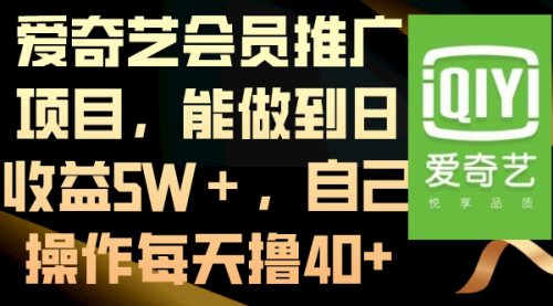 【副业8764期】爱奇艺会员推广项目，能做到日收益5W＋-蓝图副业
