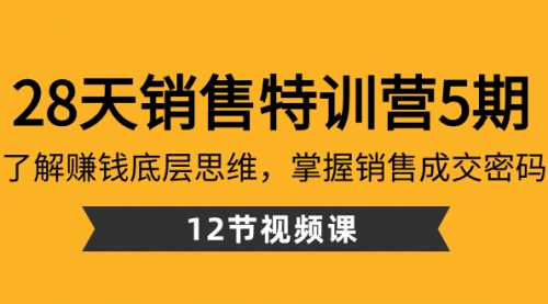 【副业8768期】28天·销售特训营5期：了解赚钱底层思维，掌握销售成交密码（12节课）-蓝图副业