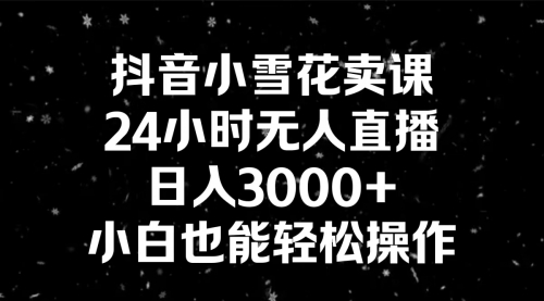 【副业8778期】抖音小雪花卖课，24小时无人直播，日入3000+，小白也能轻松操作-蓝图副业